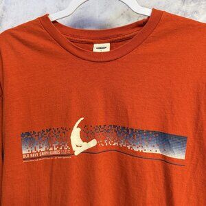 Old Navy Snowboards T Shirt Mens L 24.5x28 Orange Long Sleeve VTG Y2K